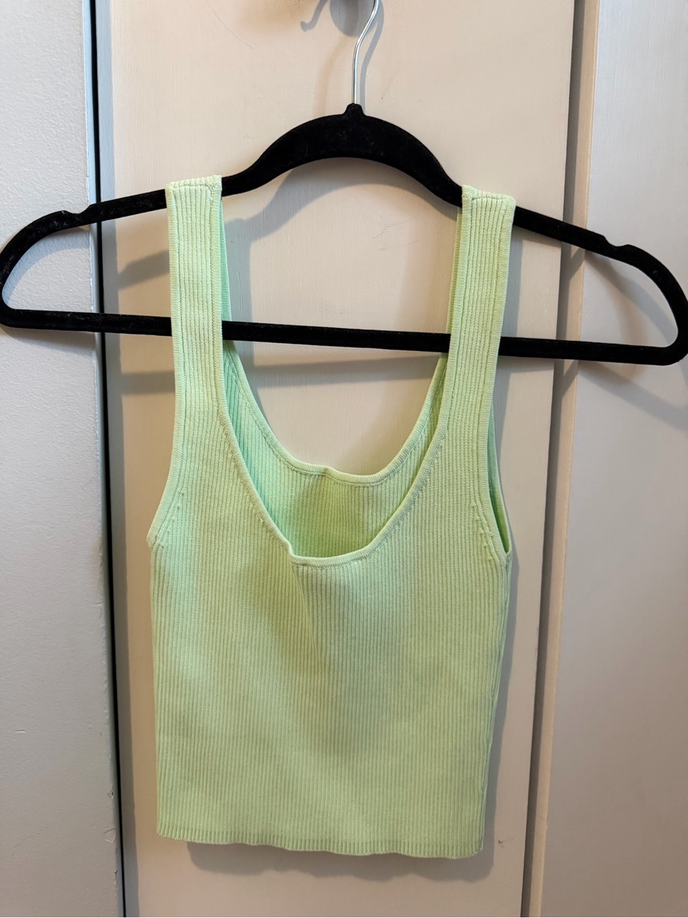 Zara Sleeveless Ribbed Tank — Light Lime